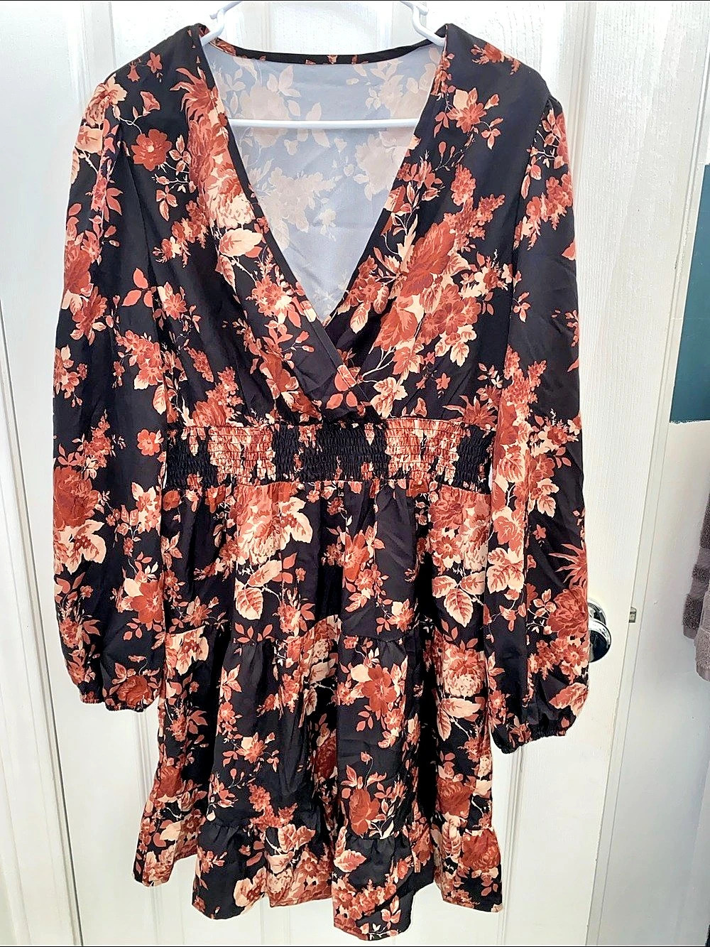 SHEIN Floral Mini Dress Black and brown Size XL Like New